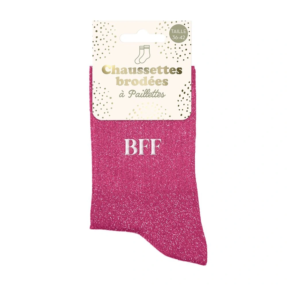 [STC-CD10502V29] Chaussettes Paillettes Brodees Bff **