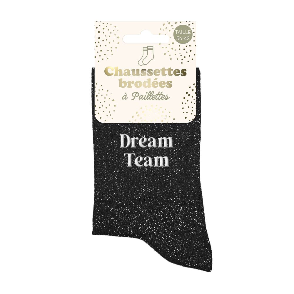 [STC-CD10502V33] Chaussettes Paillettes Brodees Dream Team
