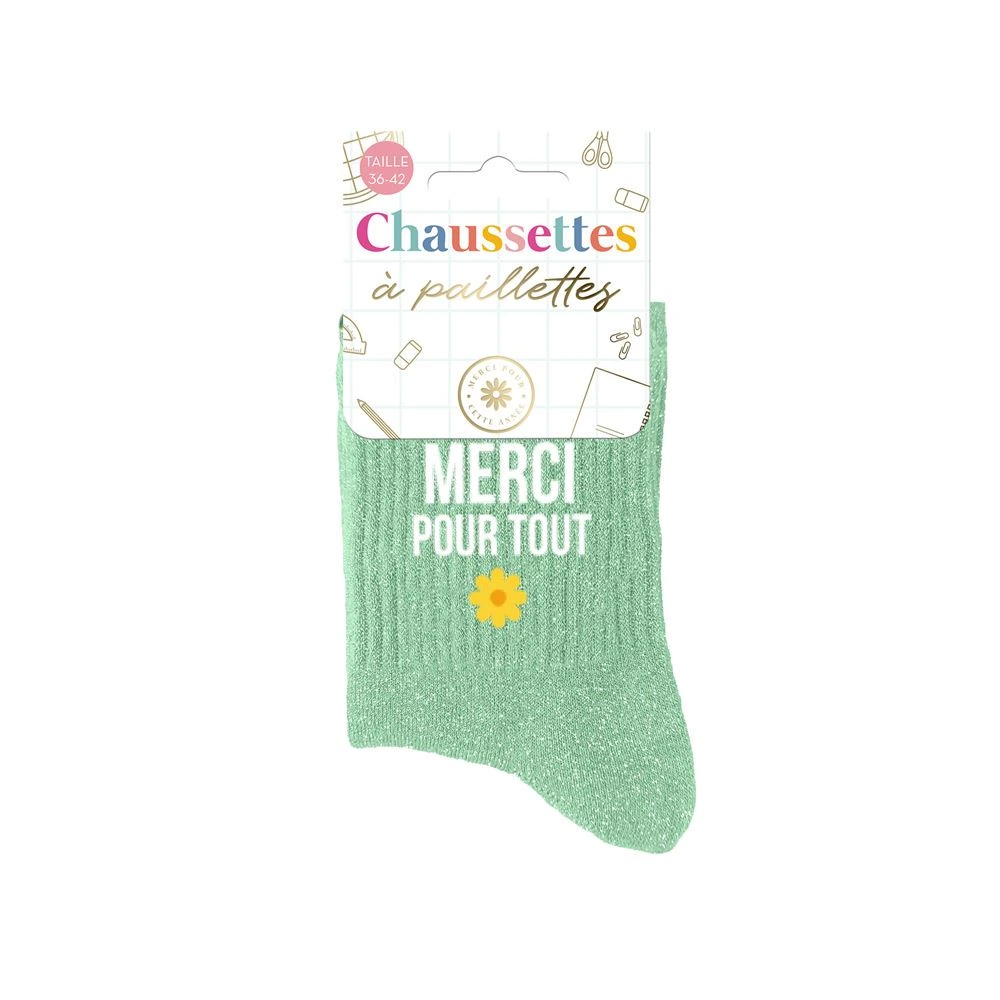 [STC-CD10541V03] Chaussettes Paillettes Merci Pour Tout