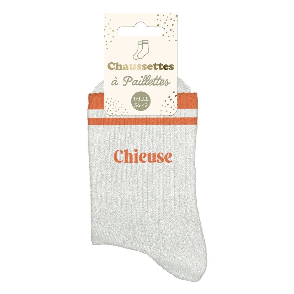 [STC-CD10705V02] Chaussettes Paillettes a Bandes Chieuse