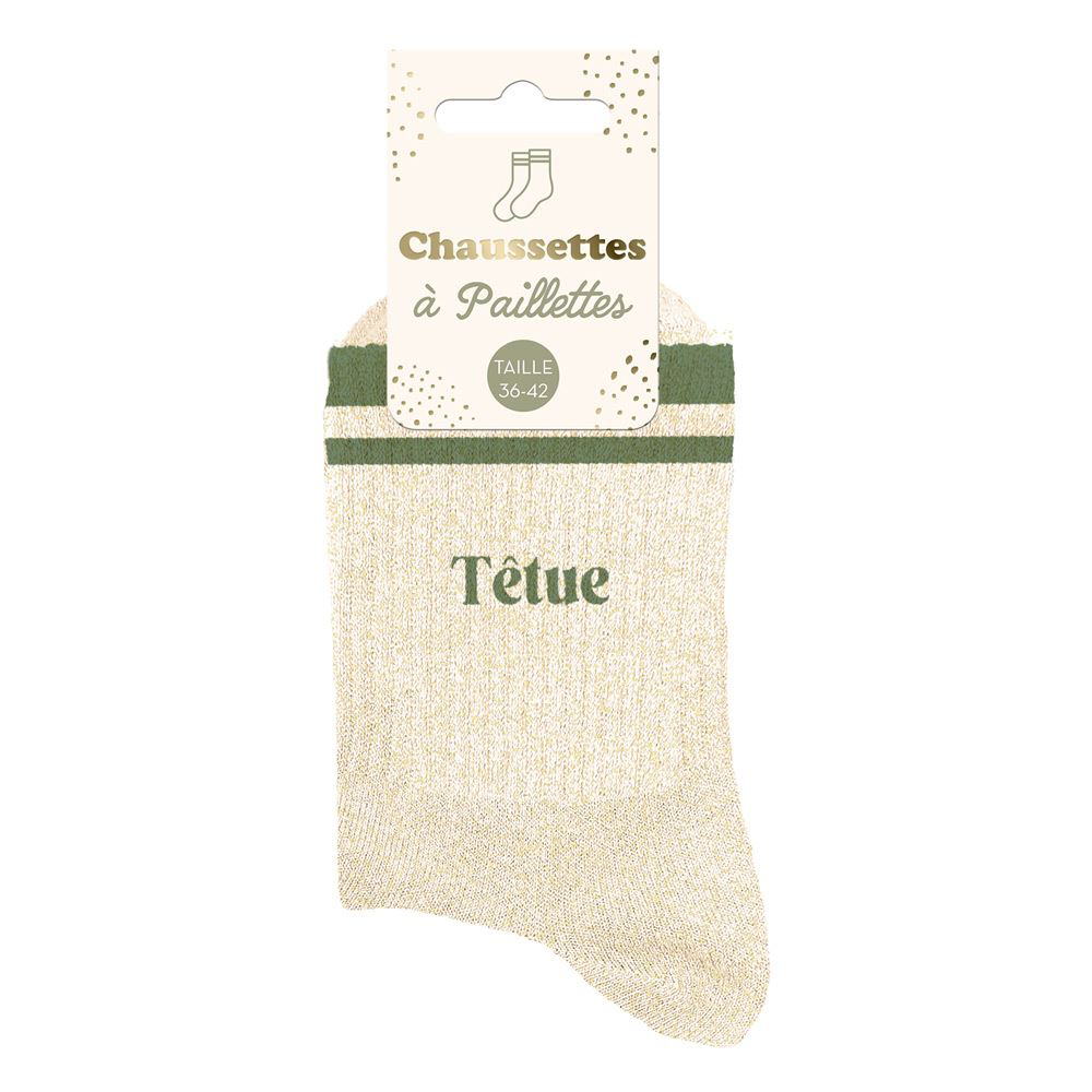 [STC-CD10705V03] Chaussettes Paillettes A Bandes Tetue
