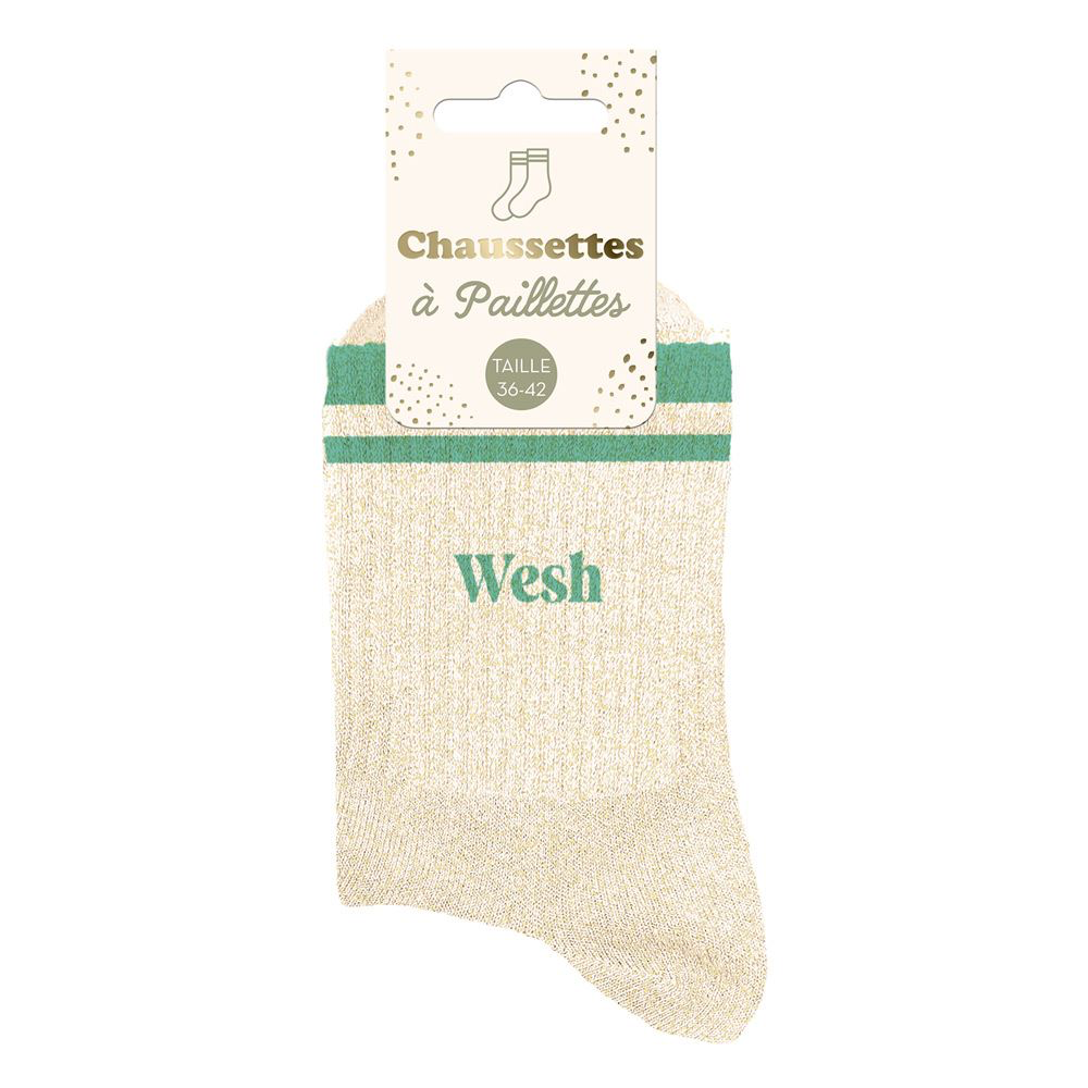 [STC-CD10705V04] Chaussettes Paillettes A Bandes Wesh