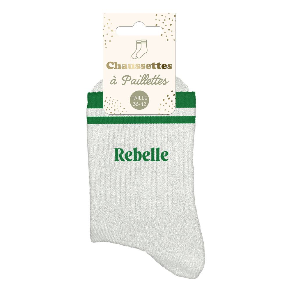 [STC-CD10705V07] Chaussettes Paillettes A Bandes Rebelle