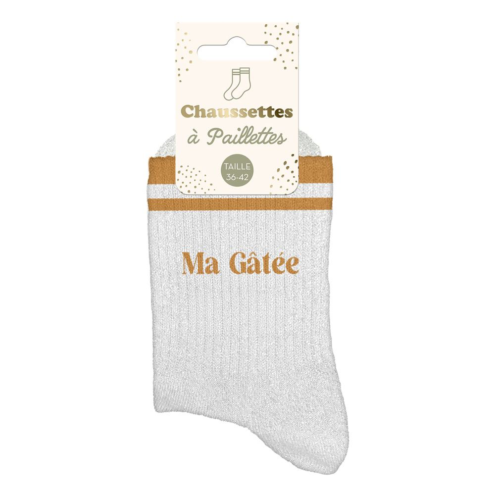 [STC-CD10705V19] Chaussettes Paillettes A Bandes Ma Gatee