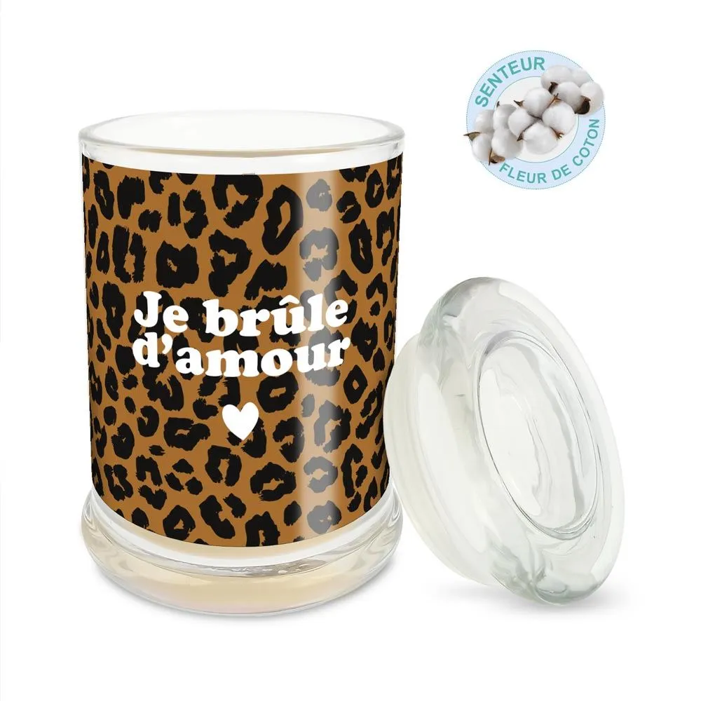 [STC-CD10127V38] Bougie Verre Coton Leopard Je Brule D Amour