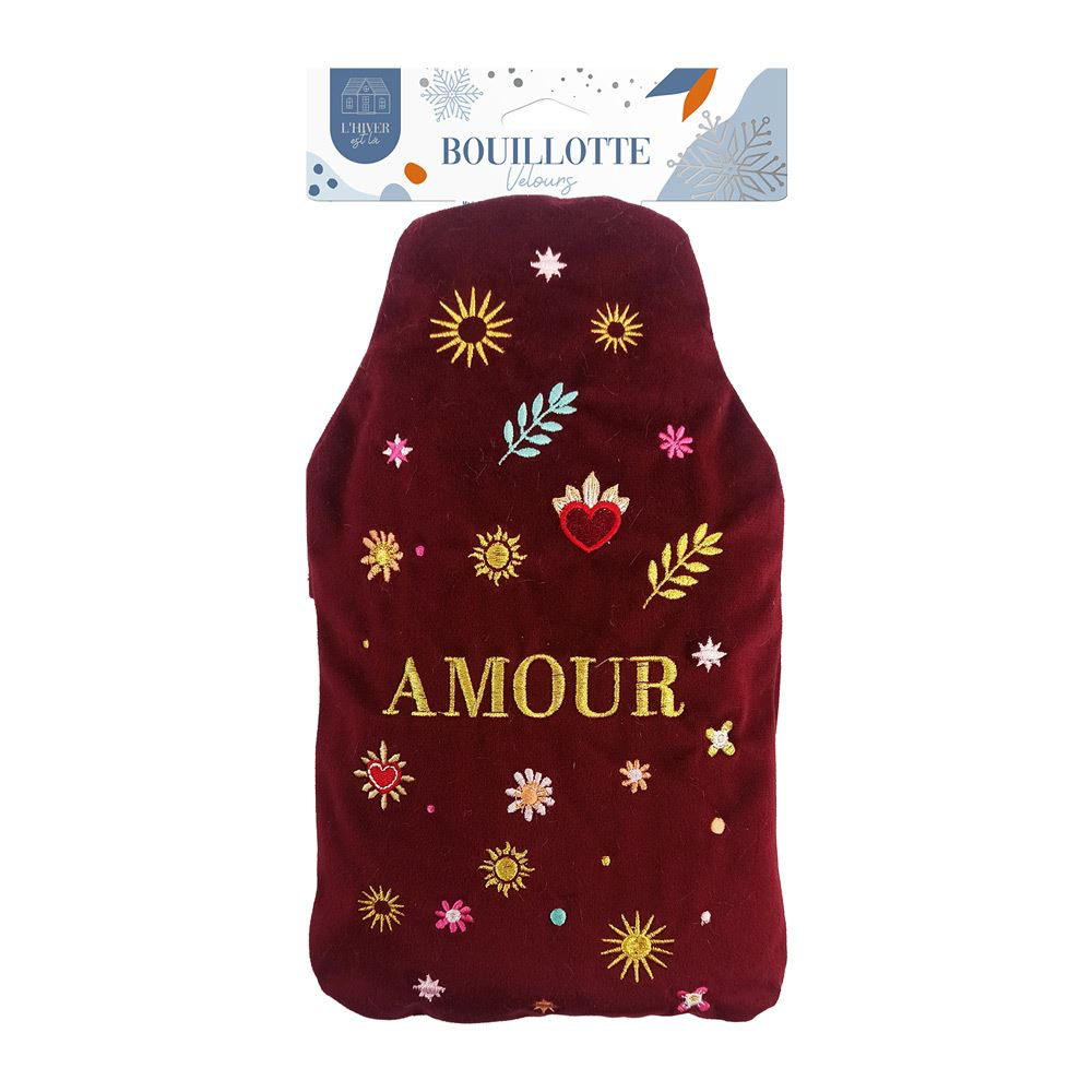 [STC-CD10714V01] Bouillotte Velours Brodees Amour