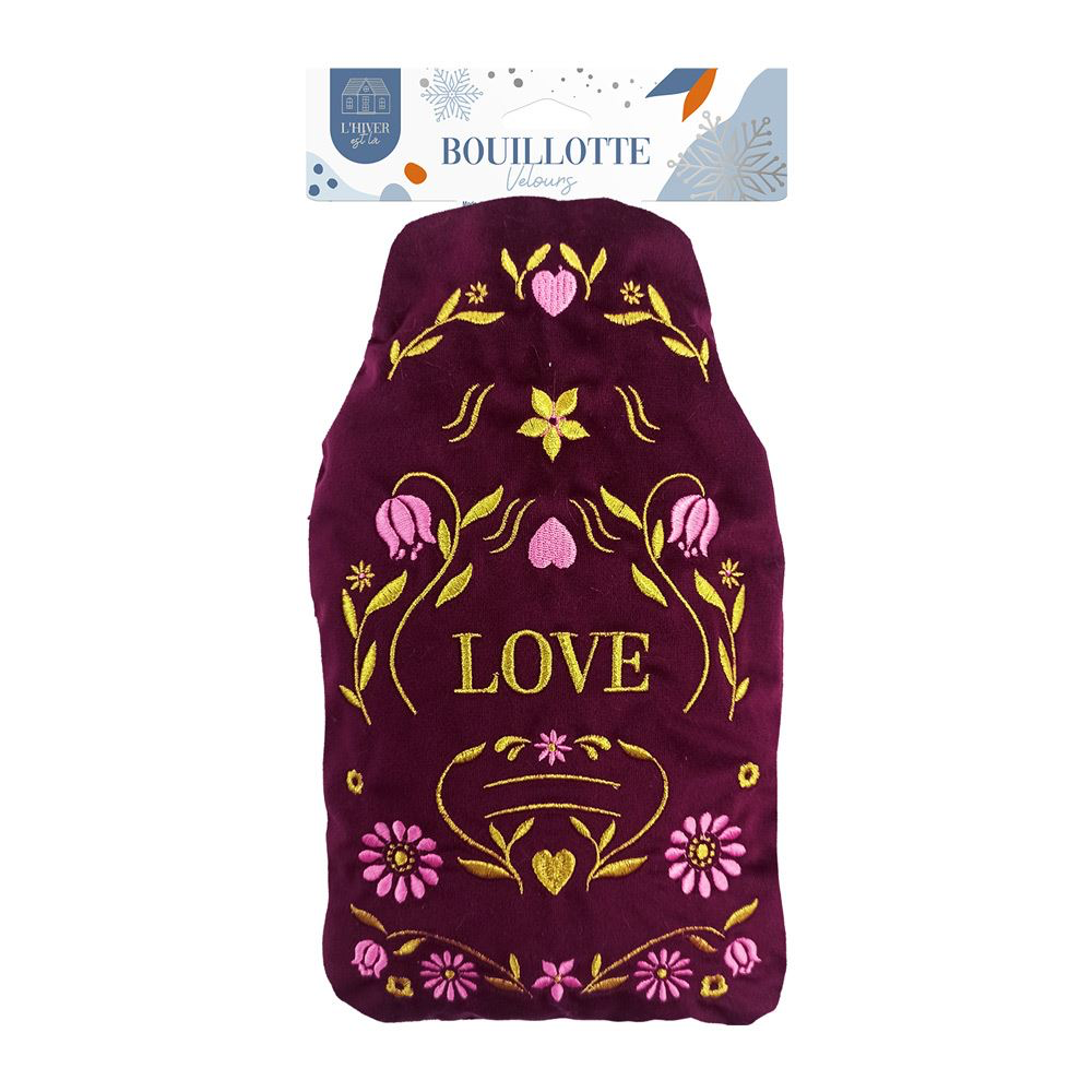 [STC-CD10714V02] Bouillotte Velours Brodees Love