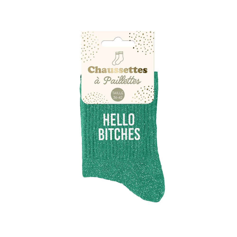 [STC-CD8425V154] Chaussettes paillettes hello bitches