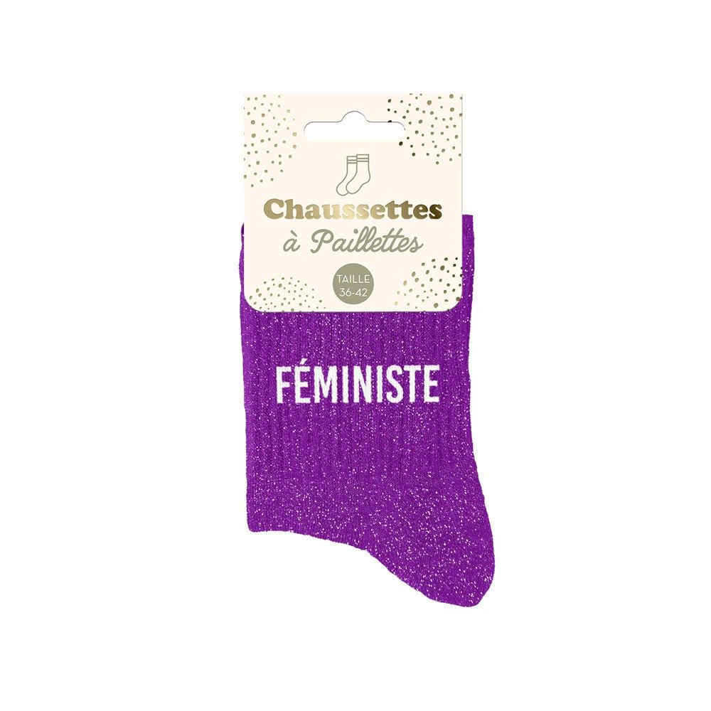 [STC-CD8425V153] Chaussettes paillettes féministe