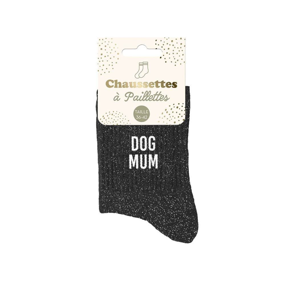 [STC-CD8425V155] Chaussettes paillettes dog mum