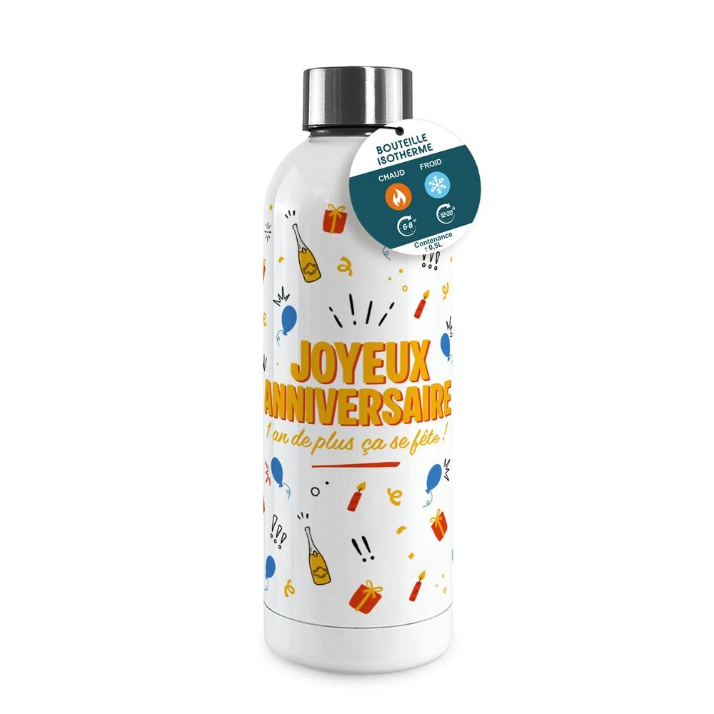 [STC-CD10847V07] Gourde isotherme large homme joyeux anniversaire