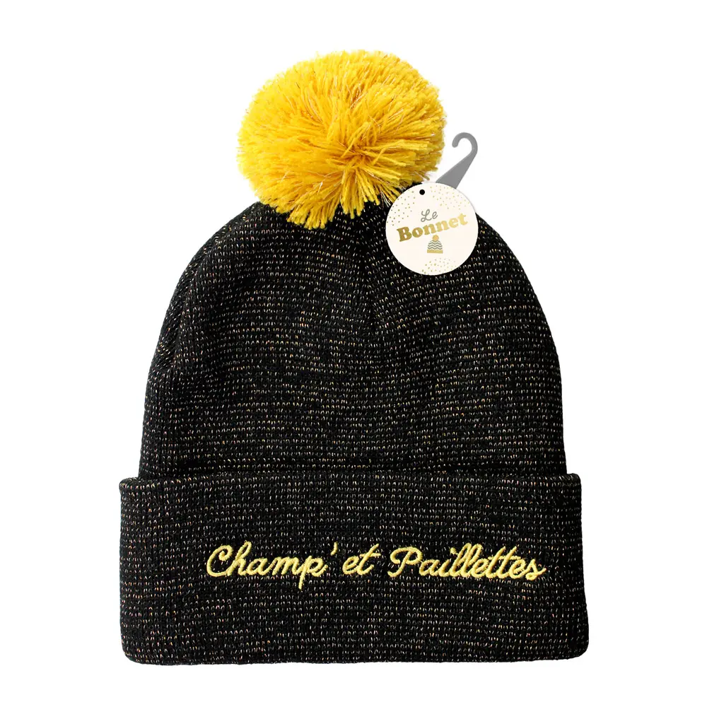 Bonnet pompon paillettes "champ..."