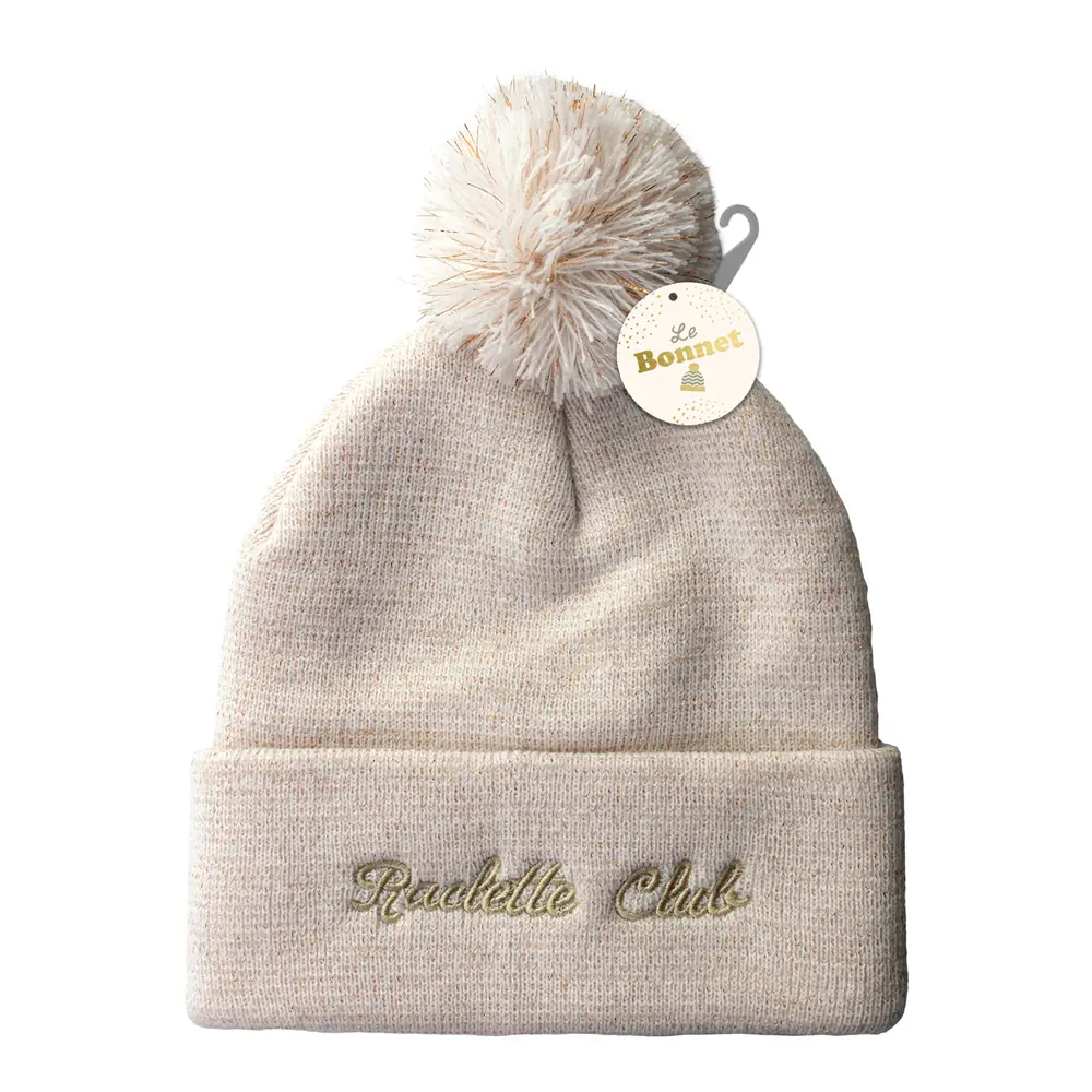 [STC-CD8422V10] Bonnet pompon paillettes "raclette club"