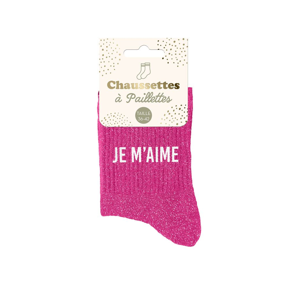 [STC-CD8425V157] Chaussettes Paillettes Je m'aime