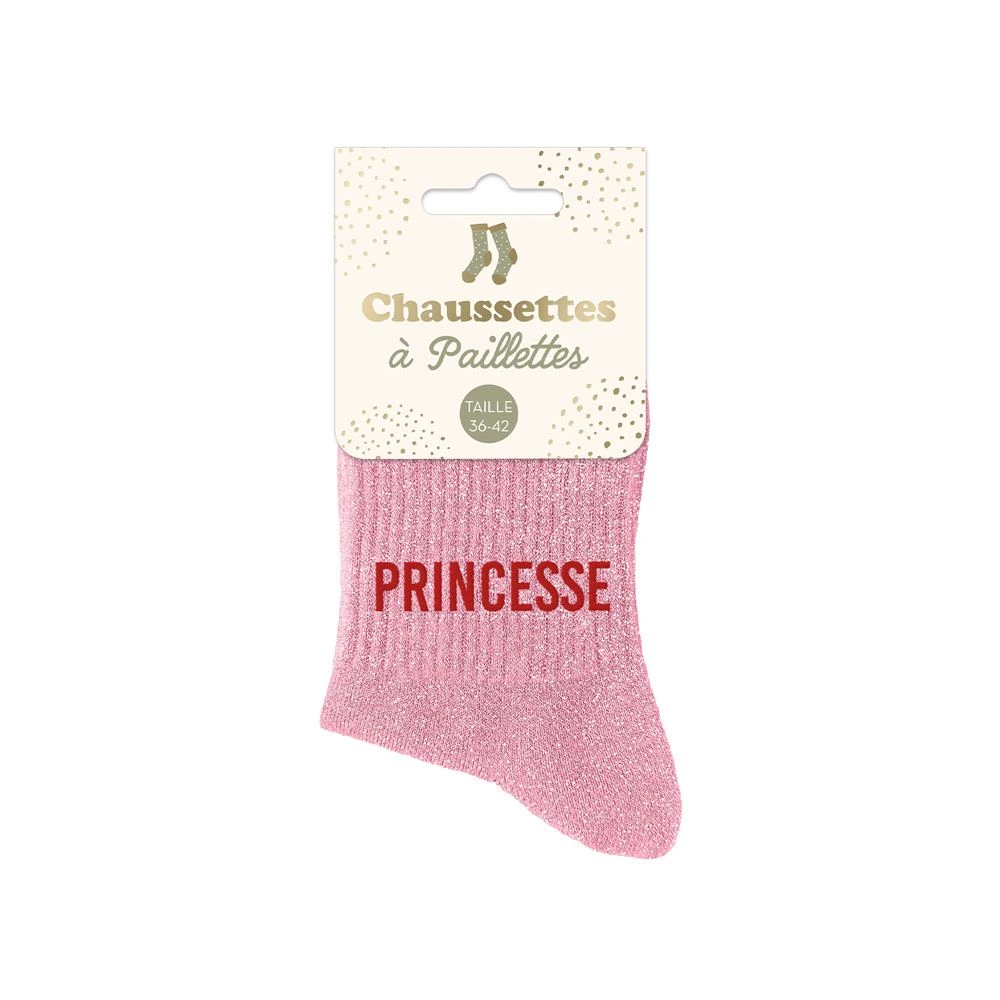 [STC-CD10017V16] Chaussettes paillettes princesse rose