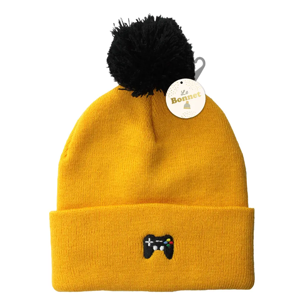 [STC-CD8424V01] Bonnet pompon brode manette jeu video