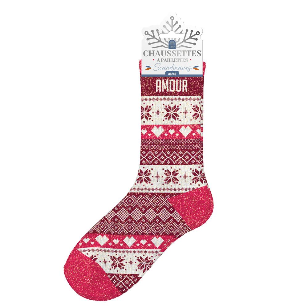 Chaussettes Scandinaves Femme Paillettes Amour