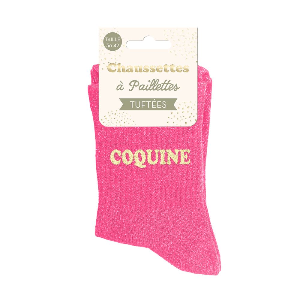 [STC-CD10848V25] Chaussettes Paillettes Tuftees Coquine