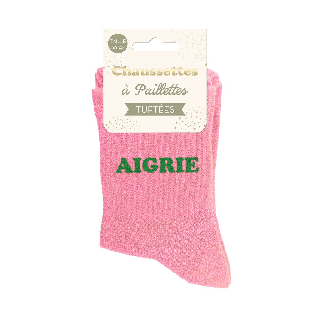 [STC-CD10848V06] Chaussettes Paillettes Tuftees Aigrie