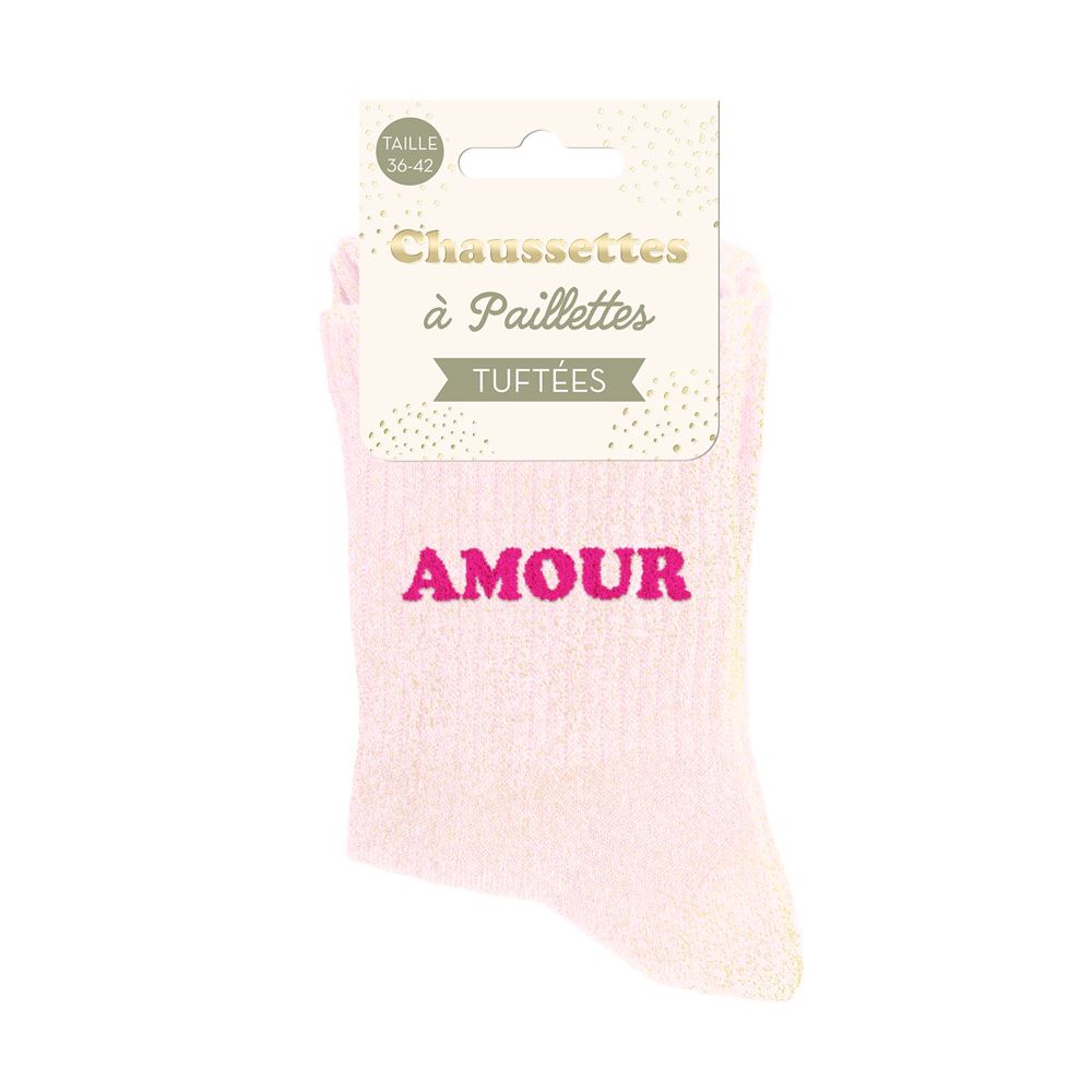 [STC-CD10848V12] Chaussettes Paillettes Tuftees Amour