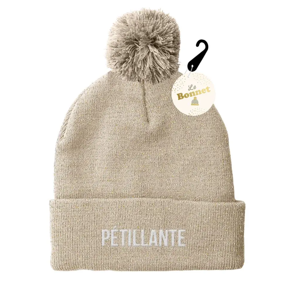 [STC-CD9359V03] Bonnet pompon paillettes petillante