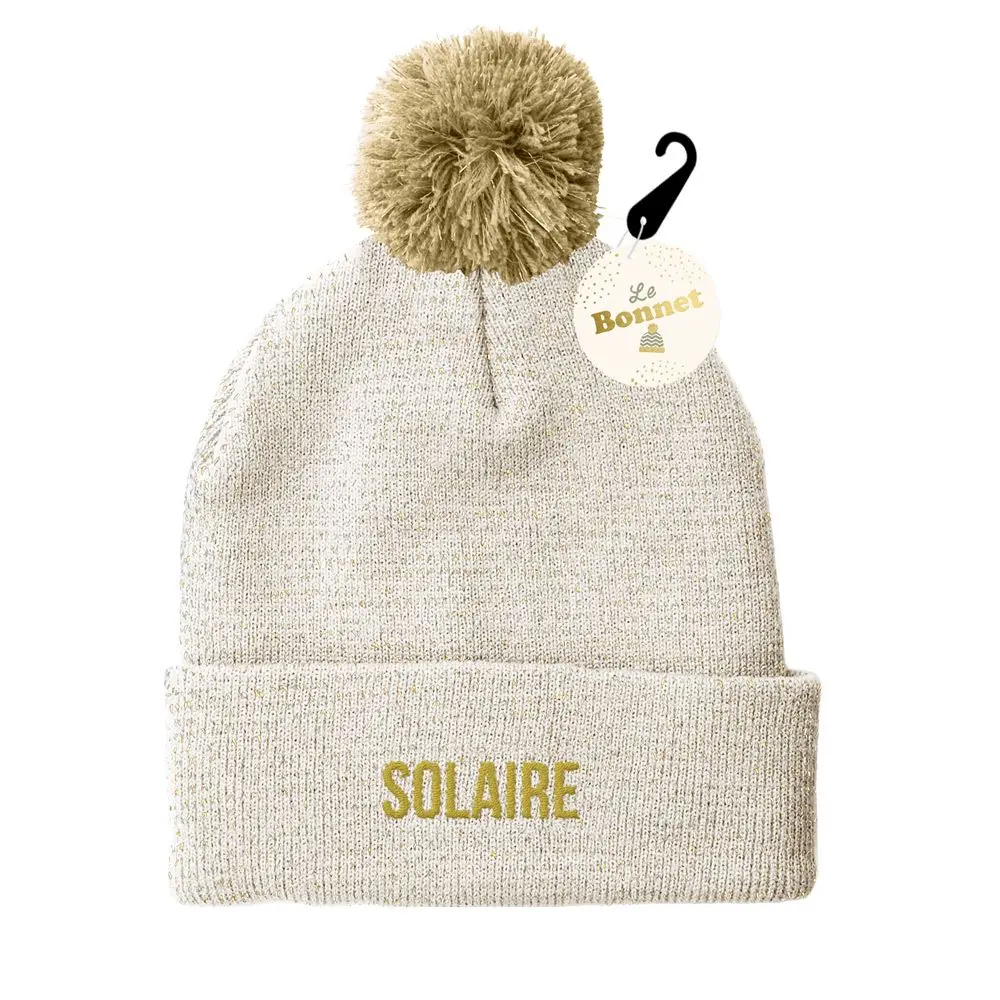 [STC-CD9359V07] Bonnet pompon paillettes solaire