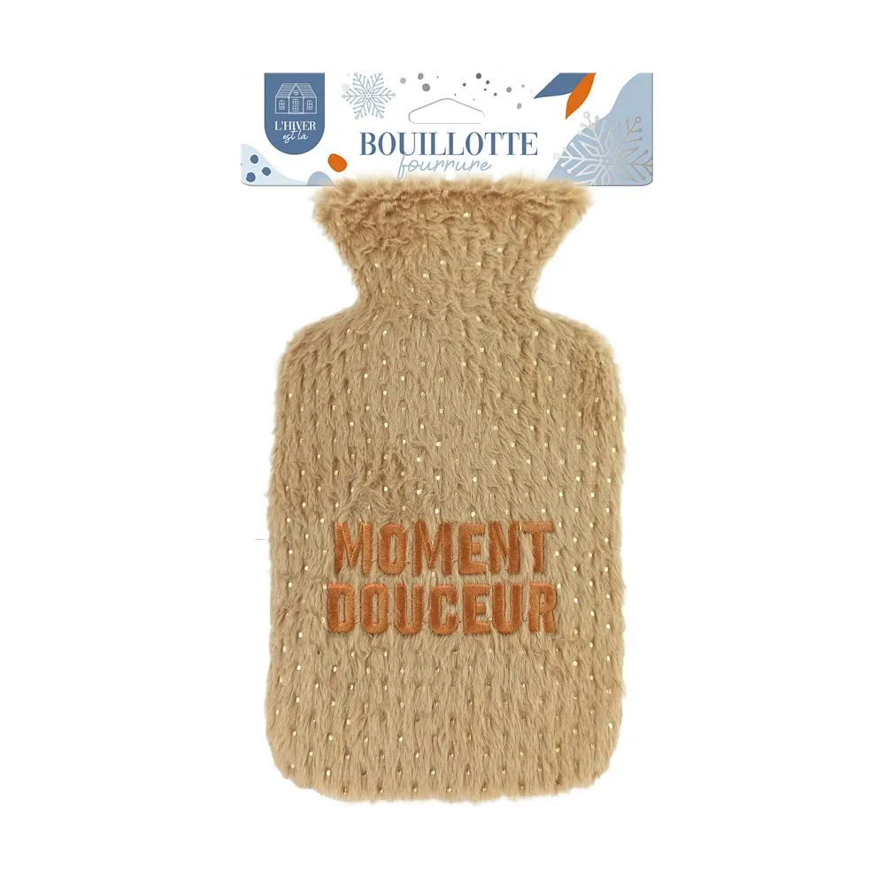 Bouillotte Fourrure Doree Brodee Moment Douceur