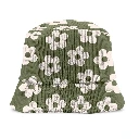 Bob Velours Cotele Motifs Kaki Fleurs