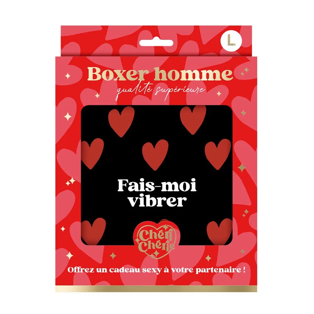 [STC-CD10298VM] Boxer Motifs Coeur Fais Moi Vibrer Taille M Saint Valentin