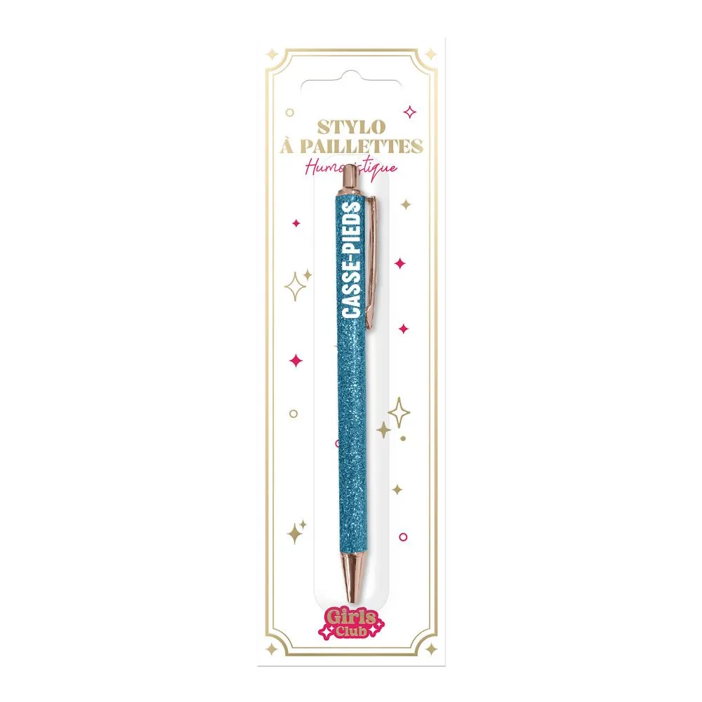 [STC-CD10311V18] Stylo A Paillettes Bleu Casse Pieds