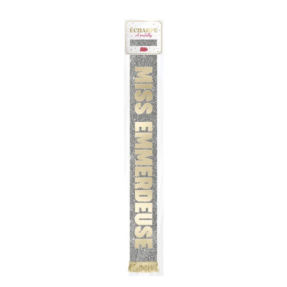[STC-CD10313V04] Echarpe Miss Dore A Paillettes Miss Emmerdeuse