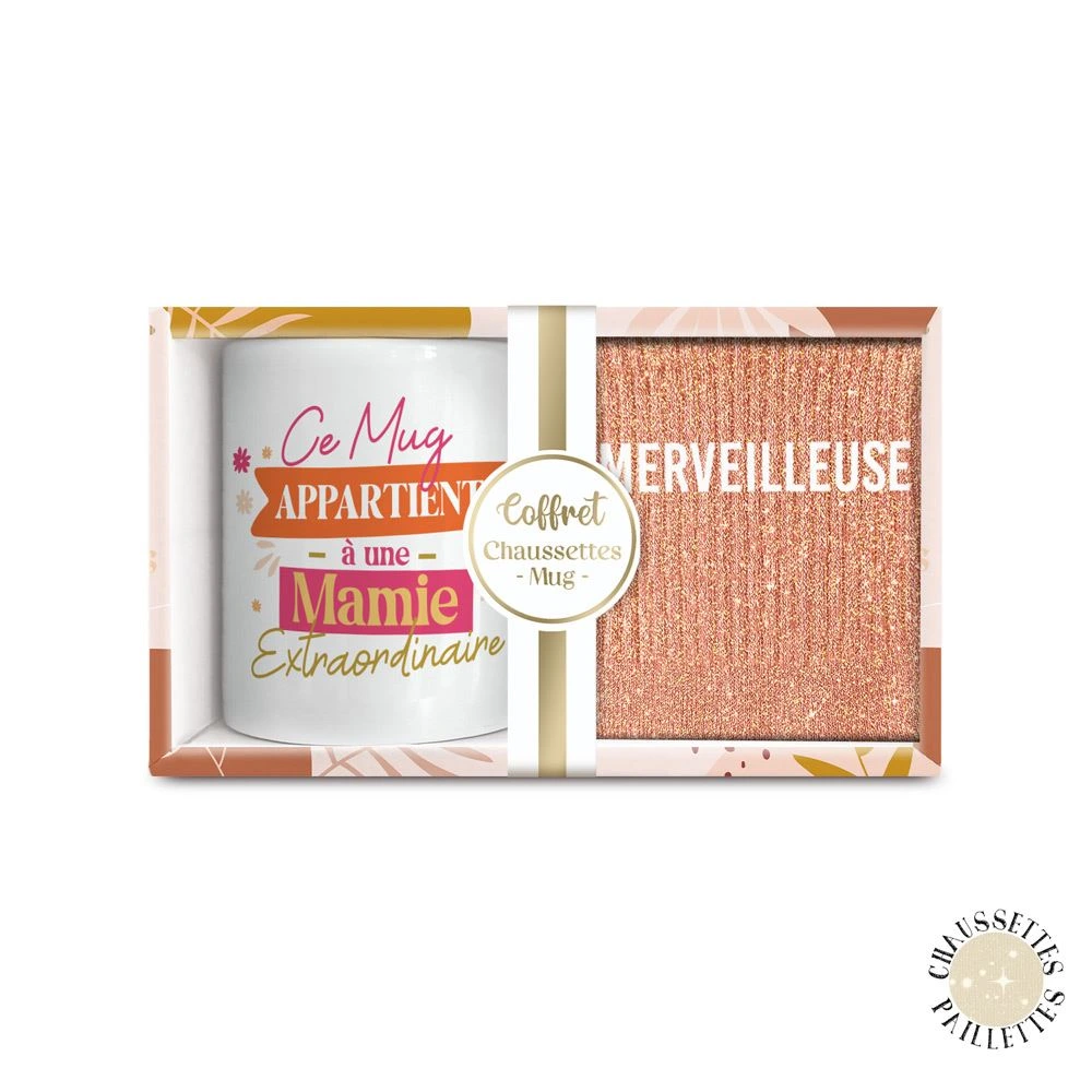 Coffret Mug Chaussettes Paillettes Affectif Merveilleuse