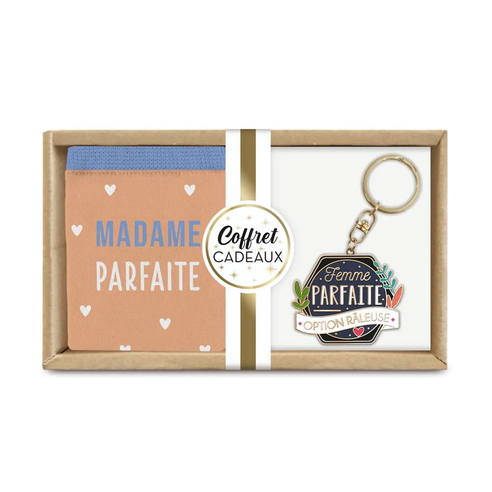 [STC-CD9277_03] Coffret Chaussettes/Porte Cle "Femme Parfaite"