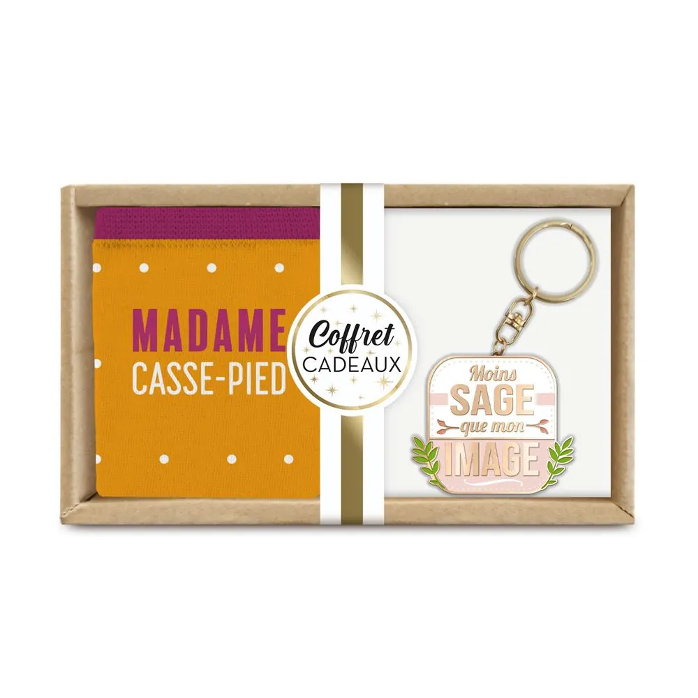 [STC-CD9277_04] Coffret Chaussettes/Porte Cle "Moins Sage..."