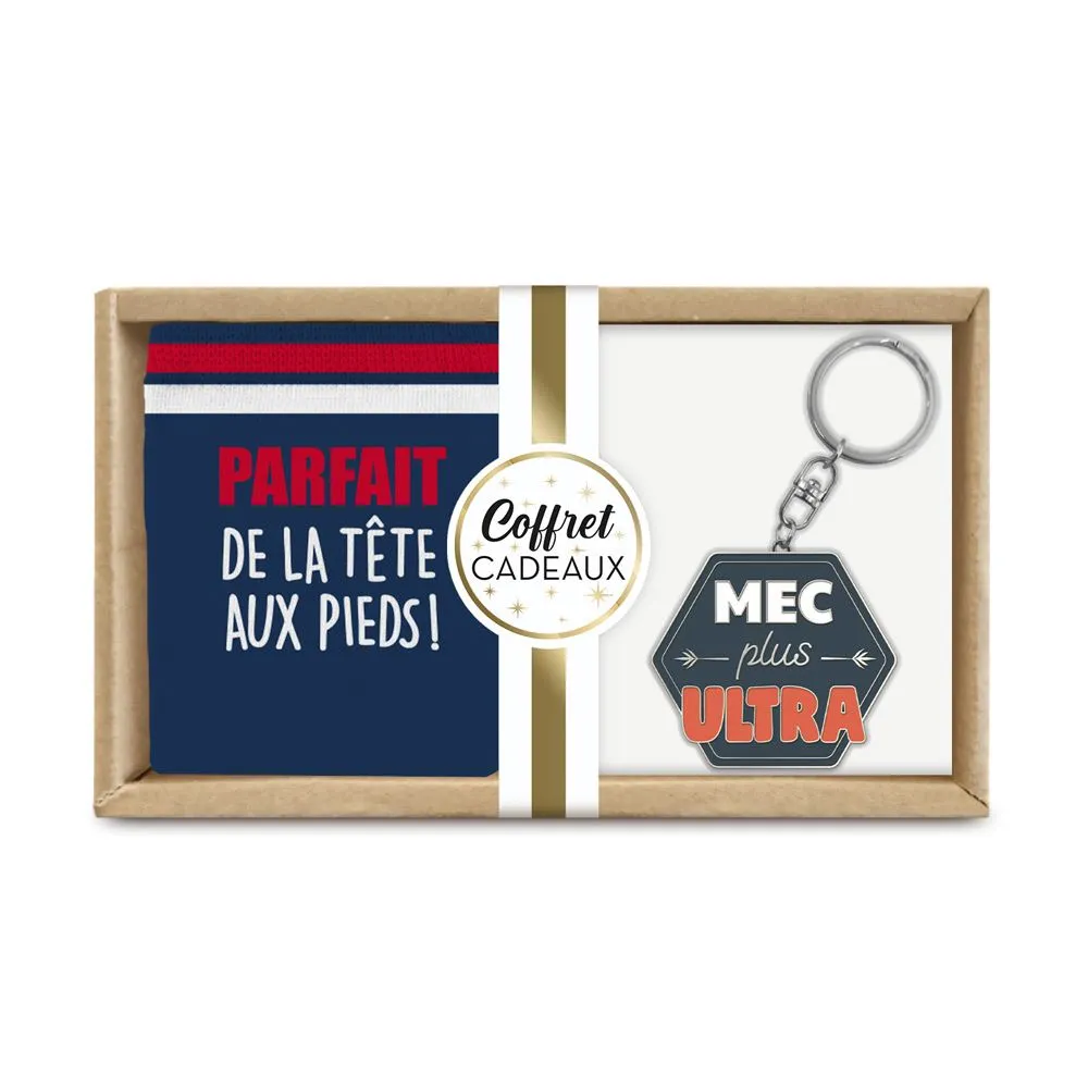 [STC-CD9277_06] Coffret Chaussettes/Porte Cle "Mec Plus Ultra"