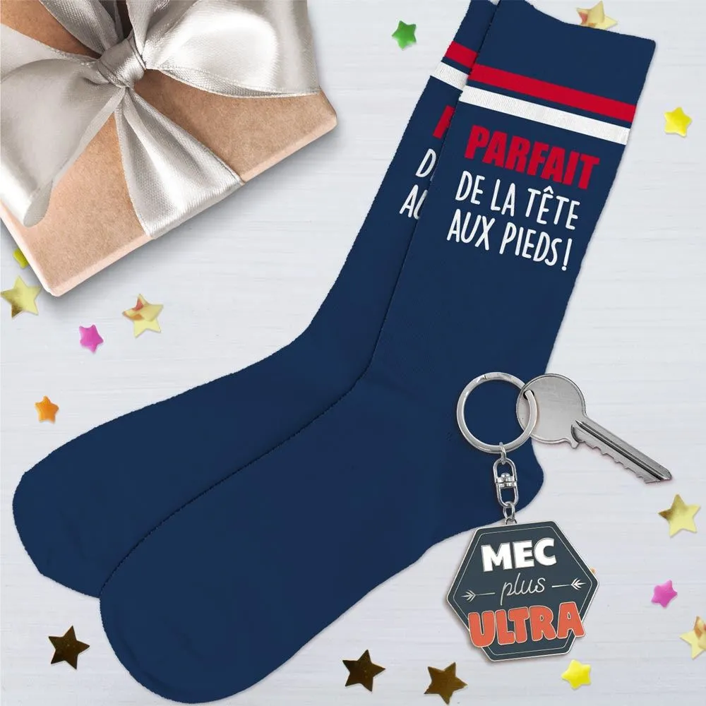 Coffret Chaussettes/Porte Cle "Mec Plus Ultra"