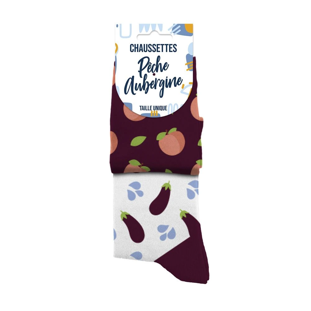 [STC-CD8847_16] Chaussettes Peche/Aubergine