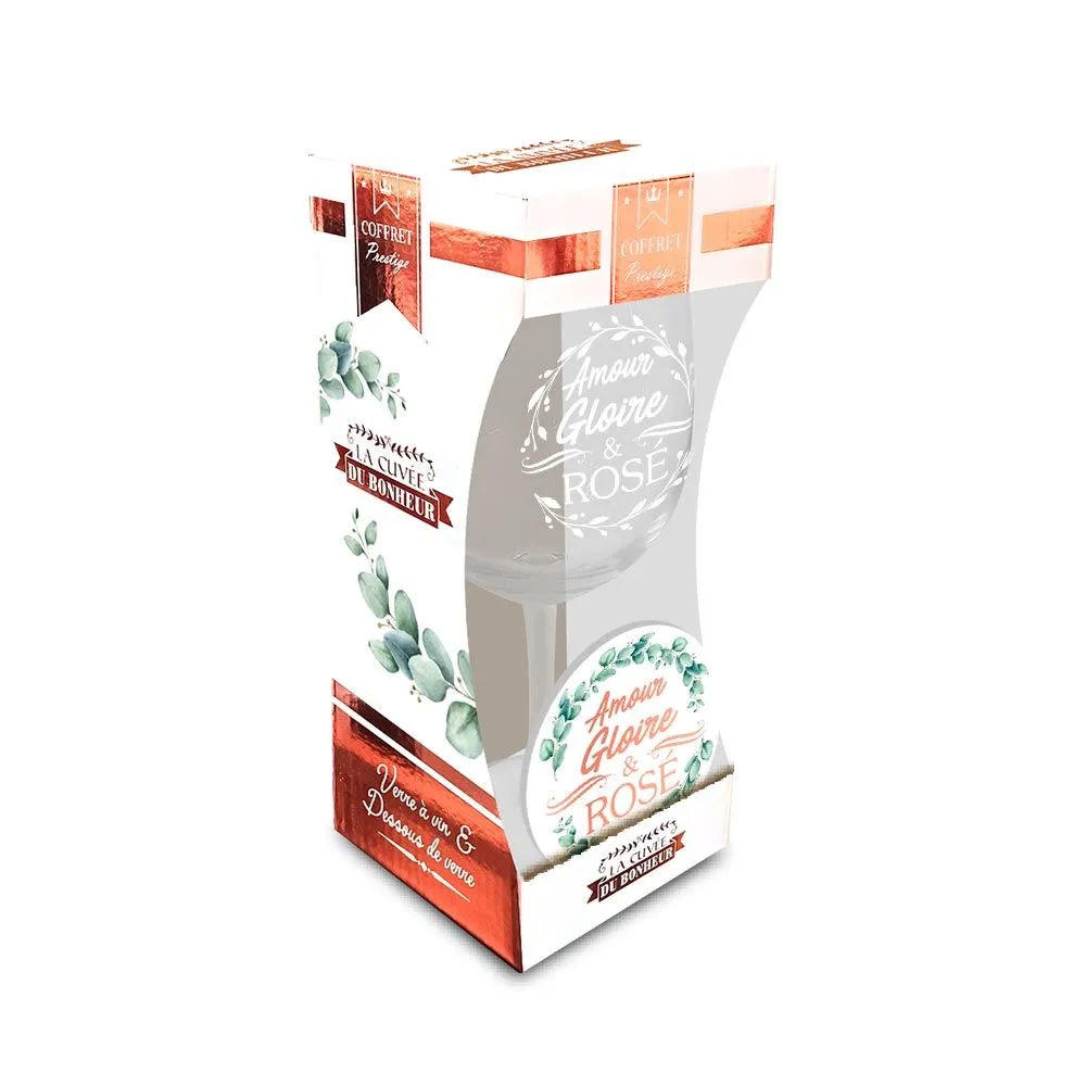 [STCCD6306] Coffret Verre A Vin "Amour, Gloire..."