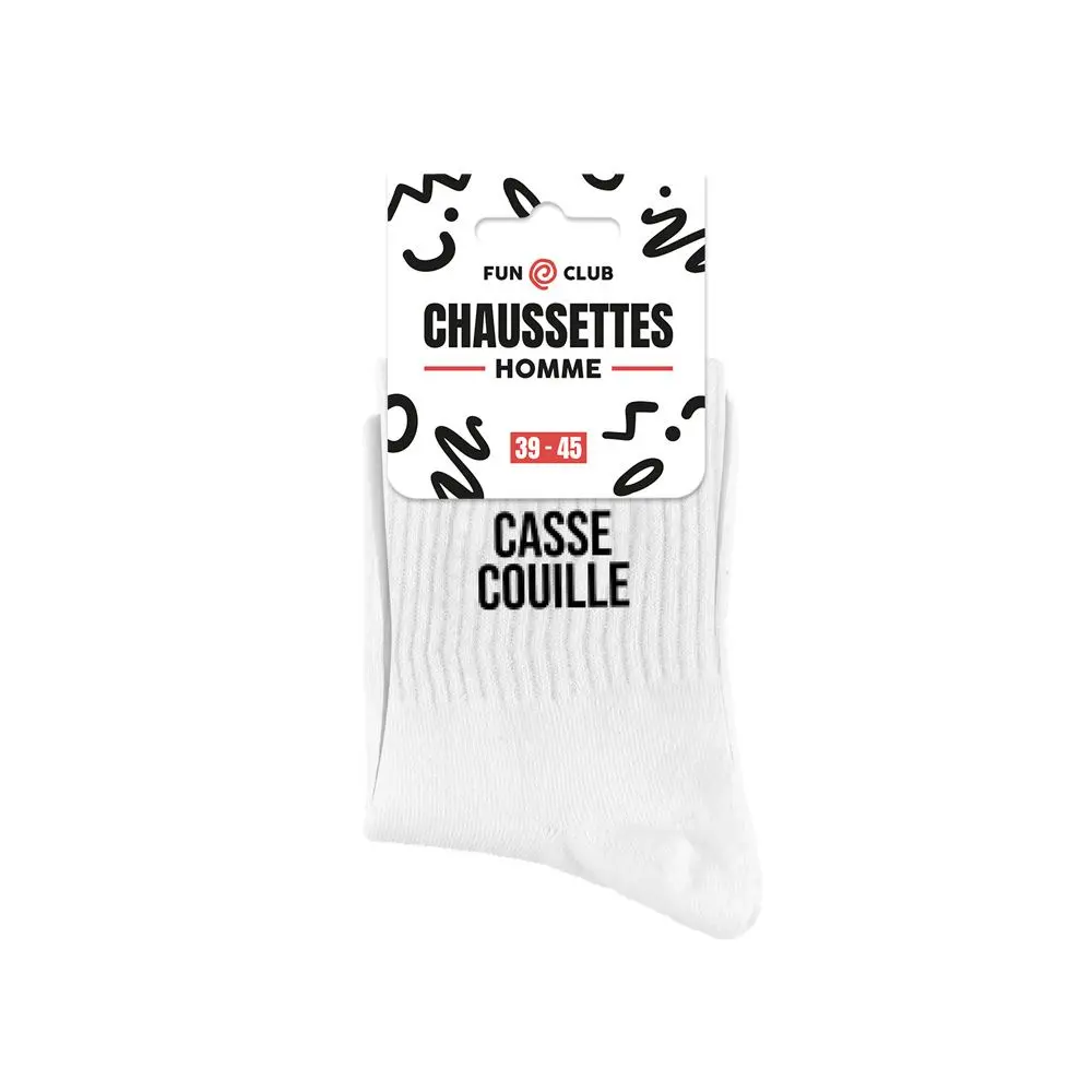 [STC-CD10070V08] Chaussettes Blanches Casse Couilles Homme