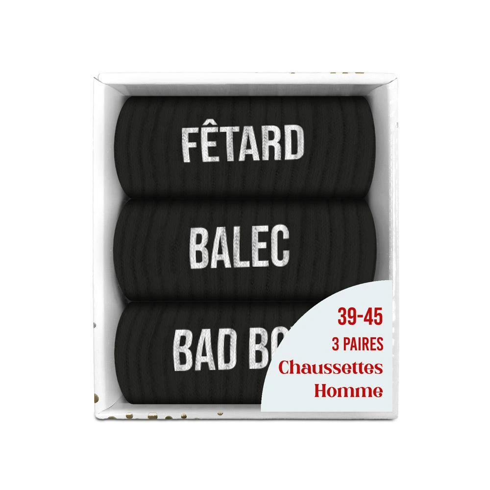 [STC-CD10393V01] Coffret Trio Chaussettes Homme Fetard Noir