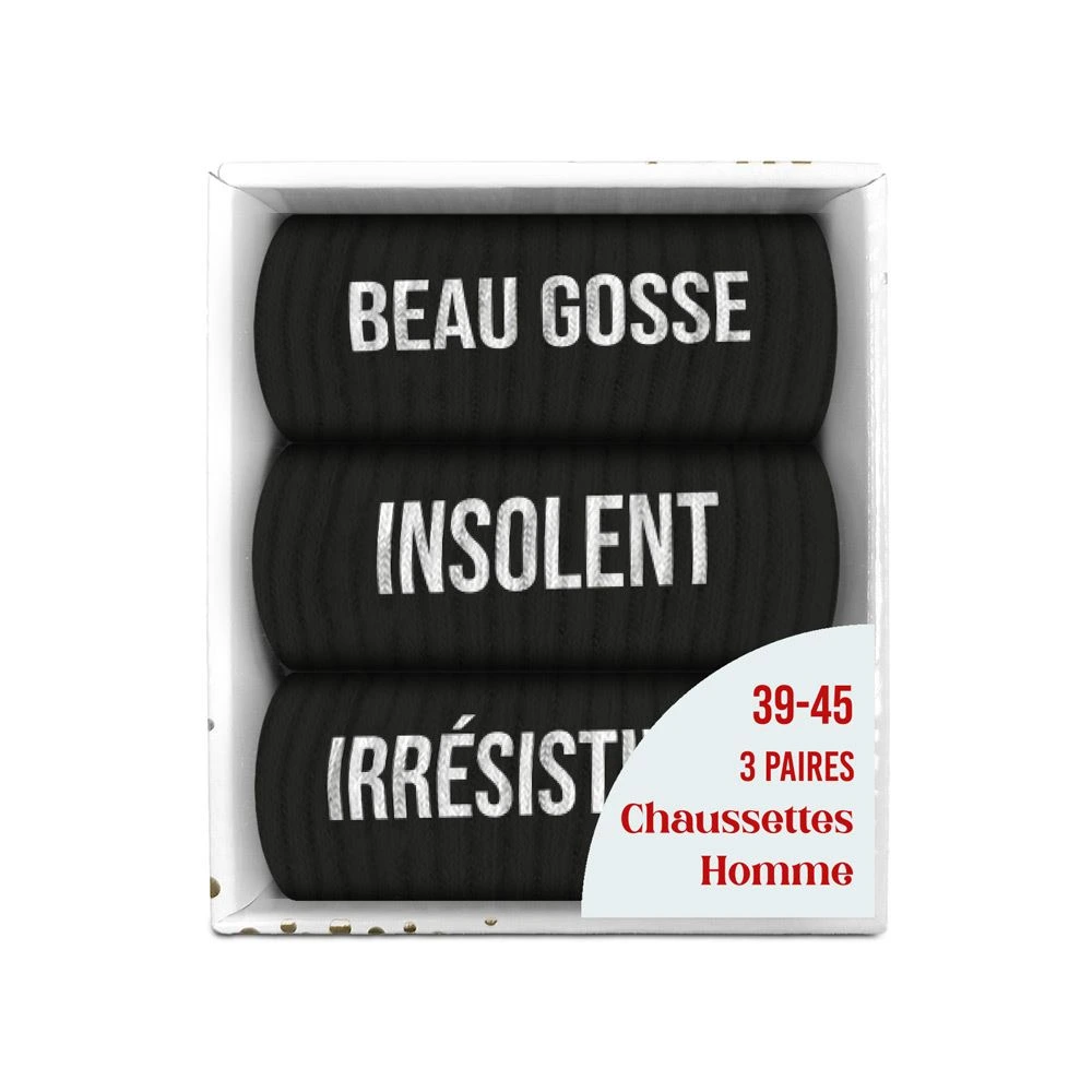[STC-CD10393V03] Coffret Trio Chaussettes Homme Beau Gosse Noir