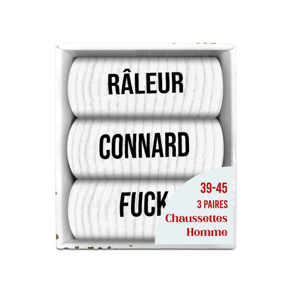 [STC-CD10393V04] Coffret Trio Chaussettes Homme Raleur Blanc